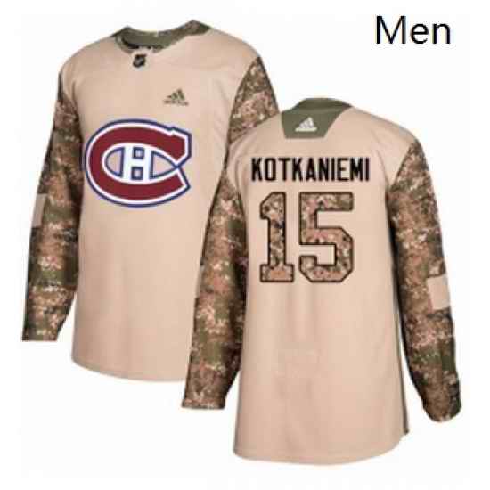 Mens Adidas Montreal Canadiens 15 Jesperi Kotkaniemi Authentic Camo Veterans Day Practice NHL Jersey